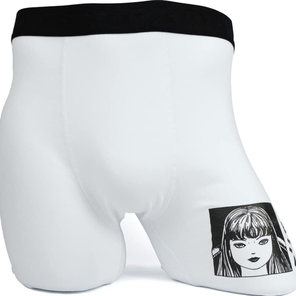 Men's Junji Ito White Boxer Briefs with Black Band Streetwear Clothing